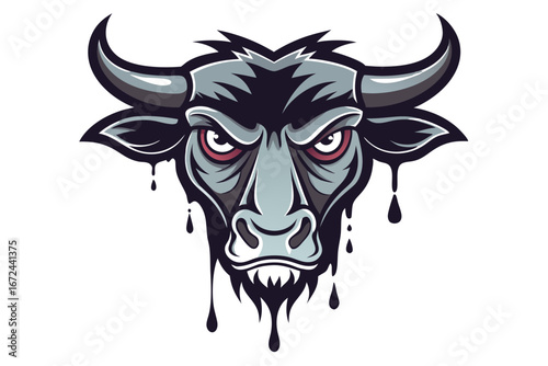 Mythical Ox Head Tattoo Style Vector Illustration for T-Shirt Design