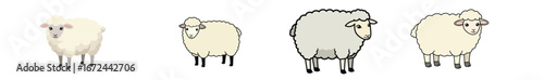 Collection of adorable cartoon sheep in a vector format on white surface