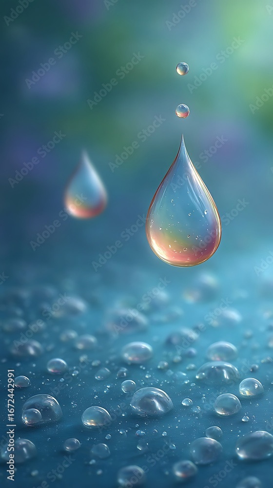 custom made wallpaper toronto digitalPristine Water Drops Suspended Above a Surface Dotted with Dew, Soft Lighting