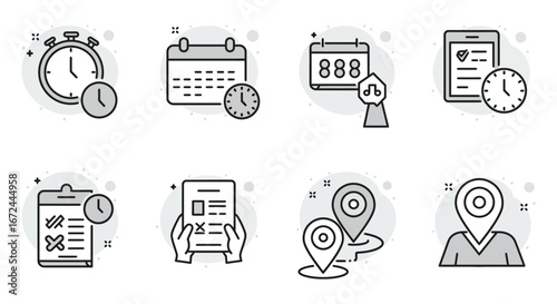 collection of icons related to time management and organization tools silhouette