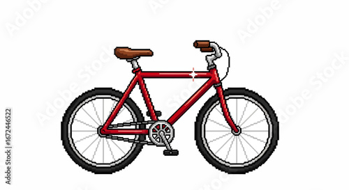 Red bicycle, a classic mode of transport for fitness, leisure, and exploration, set against white