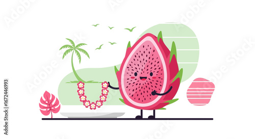 Charming Dragon Fruit Celebrating Sunny Days At A Tropical Paradise Destination