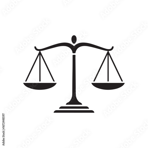 Justice scales symbol of fairness and equality balanced equilibrium for legal professional services vector