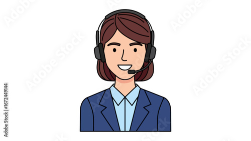 Customer Service Representative: A professional and approachable female customer service representative, wearing a headset and exuding a sense of approachability.
