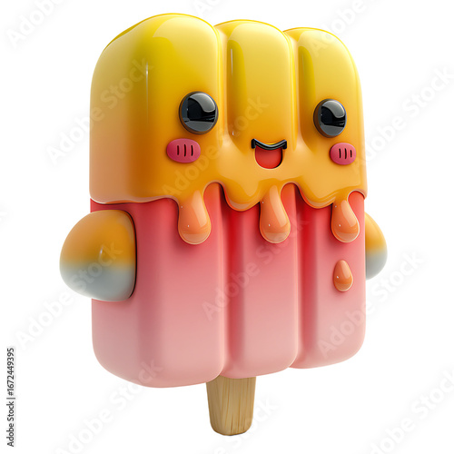 Cute Popsicle Character on White Background