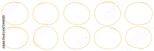 Hand drawn circle highlighter line sketch set. Vector marker circular lines, doodle round circles vector illustration.