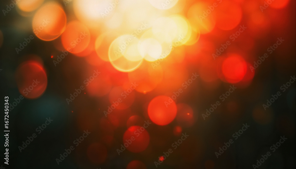 Obraz premium Retro film light leak background with glowing bokeh orange lights
