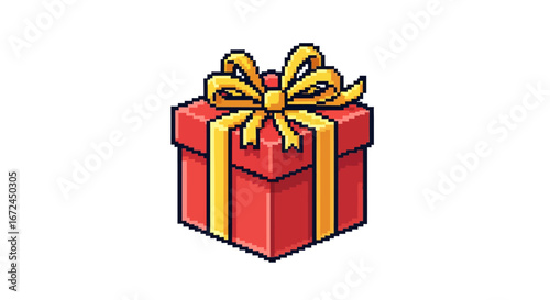 Pixelated Festive Gift Box Celebrating Occasions with a Charming Vector Illustration