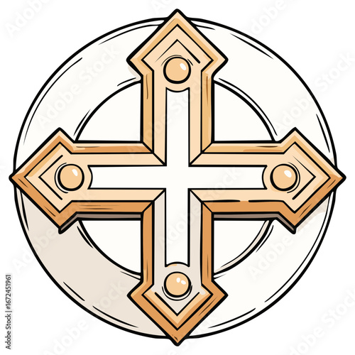 Ornate golden Celtic cross design with circle outline for religious symbolism and traditional iconography