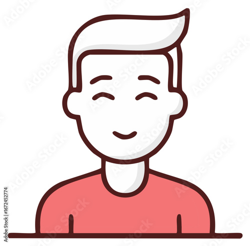Smiling happy young man avatar illustration showing happiness and positive emotion and contentment