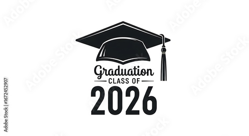 Wallpaper Mural Black and white graduation design with cap and class of 2026 text Torontodigital.ca