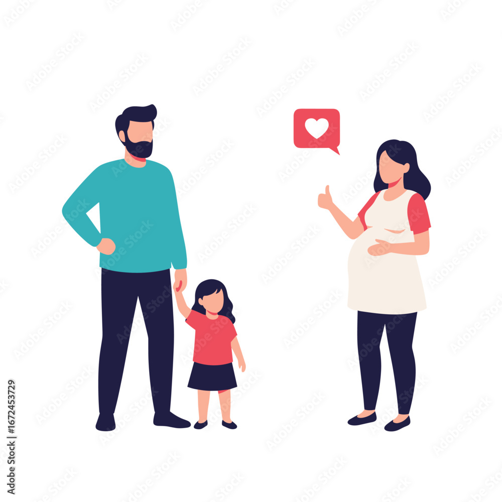 Fototapeta premium Happy family preparing for new baby showing love and support