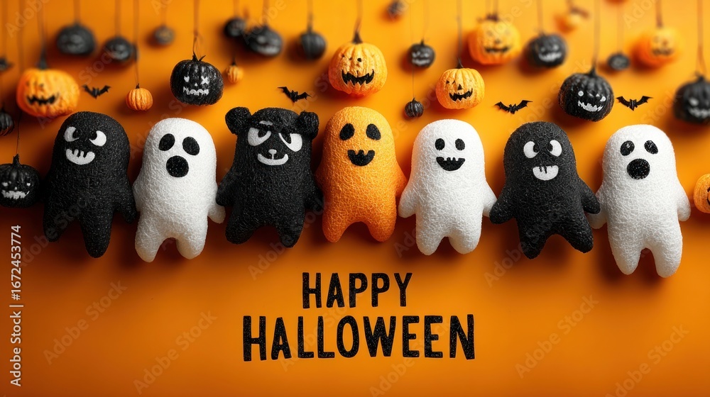 Obraz premium Happy Halloween greetings template vector illustration