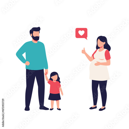 Happy family preparing for new baby showing love and support