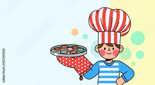 Cheerful Baker Presenting Delightful Cookies Freshly Baked, Ready For Dessert Time And Sharing