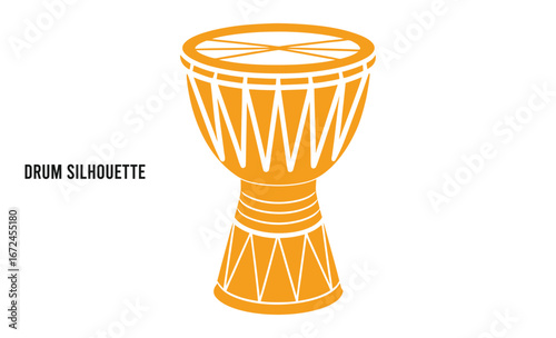 African drum silhouette, African drum Silhouette flat style traditional percussion vector Illustration, cultural instrument graphic