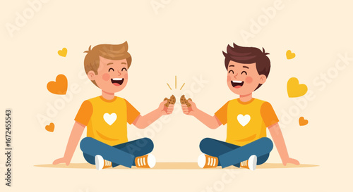 Cheerful Companions Sharing Baked Treats Symbolizing Friendship And Joyful Connection