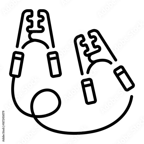 A line style icon depicting jumper cables