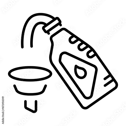A linear style icon representing motor oil
