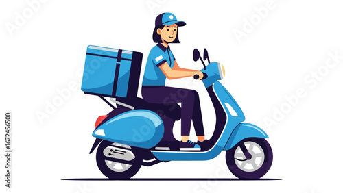 Scooter Delivery Service: A dynamic illustration captures the essence of swift and reliable food delivery service.