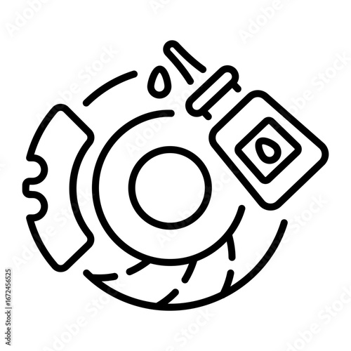 A linear style icon representing brake oil