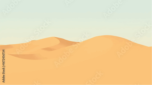 Desert Landscape with Layered Sand Dunes in Warm Tones. Illustration of a Desert Landscape.