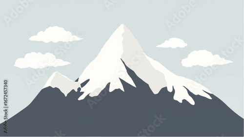 Mountains Covered with Snow. Mountain Landscape. Minimalist Illustration of Snow-Capped Mountains.
