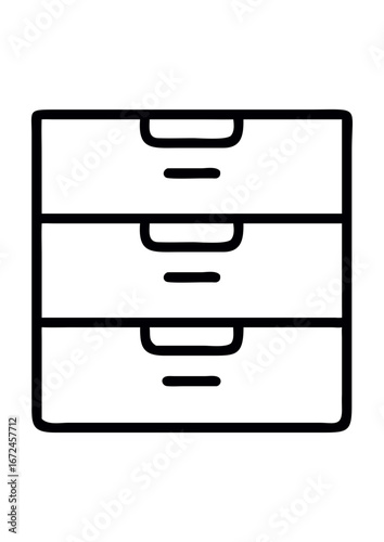 Filing cabinet icon with three drawers in a minimalist style  
