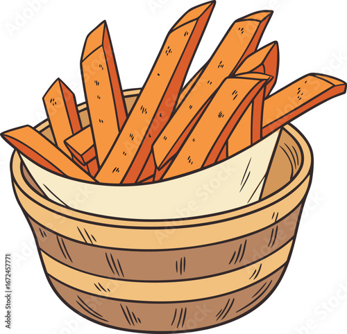 Basket Of Golden French Fries potato fast food