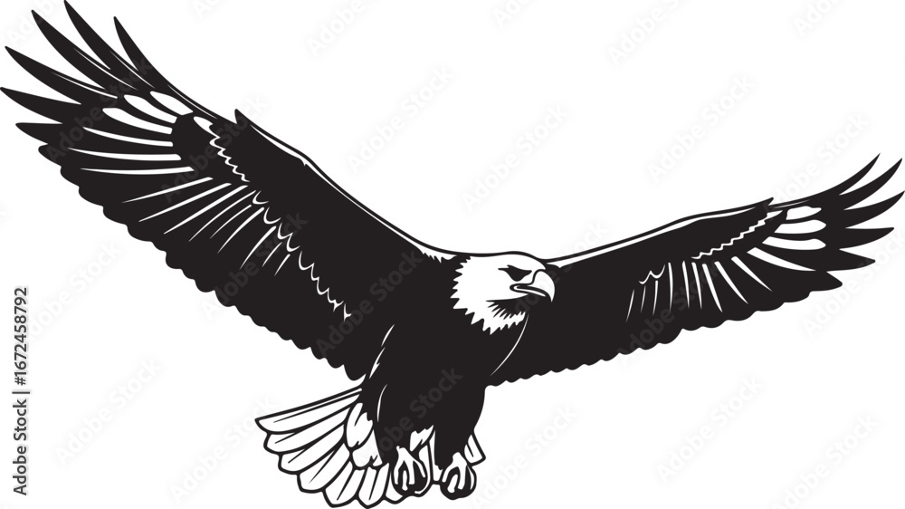 Fototapeta premium Majestic flying eagle silhouette