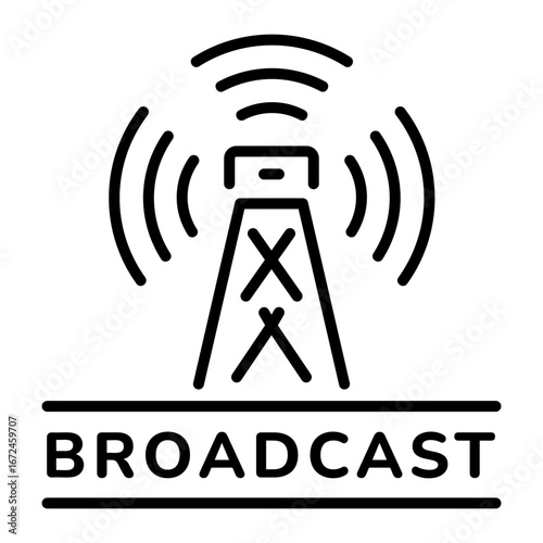 An outline style icon depicting broadcast