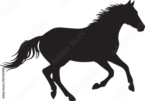 Dynamic running horse silhouette vector design