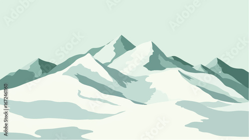 Minimalist Abstract Mountain Landscape and Snowy Peak. Illustration of a Mountain Landscape.
