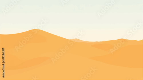 Desert Landscape with Layered Sand Dunes in Warm Tones. Illustration of a Desert Landscape.