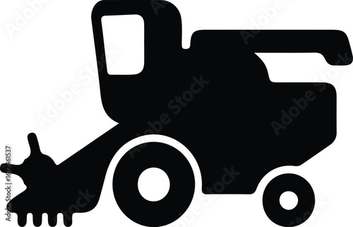 Illustrator Vector Agriculture combine harvester farm equipment harvesting silhouette