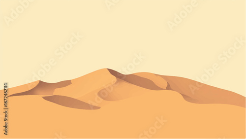 Desert Landscape with Layered Sand Dunes in Warm Tones. Illustration of a Desert Landscape.