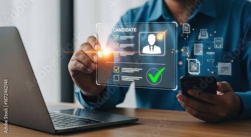 Recruitment process, candidate profile review on digital interface