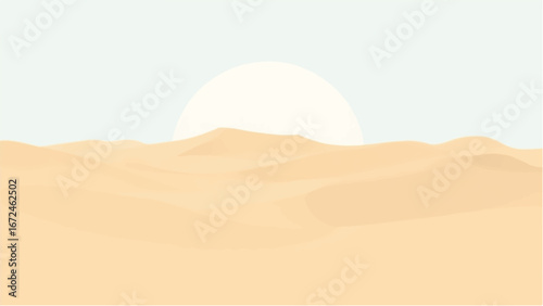 Desert Landscape with Layered Sand Dunes in Warm Tones. Illustration of a Desert Landscape.
