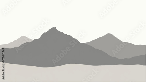 Minimalist Abstract Mountain Landscape and Snowy Peak. Illustration of a Mountain Landscape.