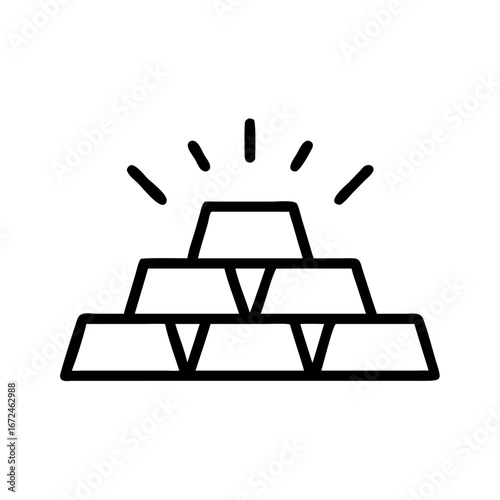 Stack of gold bars with shining effect as icon concept  