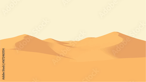 Desert Landscape with Layered Sand Dunes in Warm Tones. Illustration of a Desert Landscape.