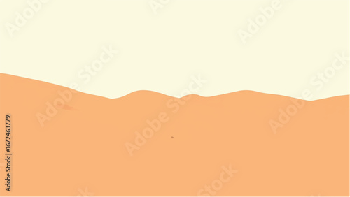 Desert Landscape with Layered Sand Dunes in Warm Tones. Illustration of a Desert Landscape.