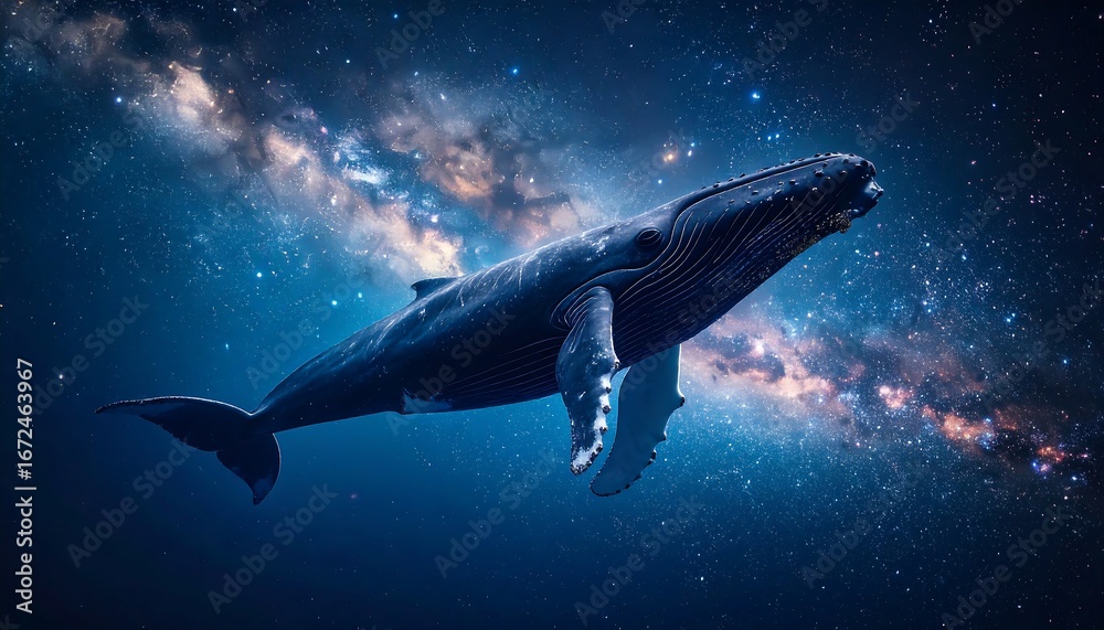 Naklejka premium Whale in the Milky Way