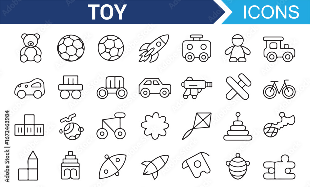Fototapeta premium Fun and Engaging Toy Symbols for Kids’ Design Projects and More
