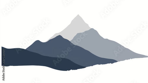 Minimalist Abstract Mountain Landscape and Snowy Peak. Illustration of a Mountain Landscape.