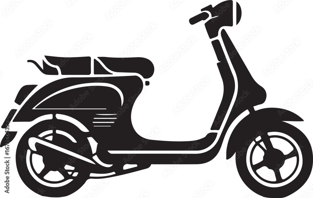 Obraz premium Black silhouette of a classic scooter on a white background transportation 1