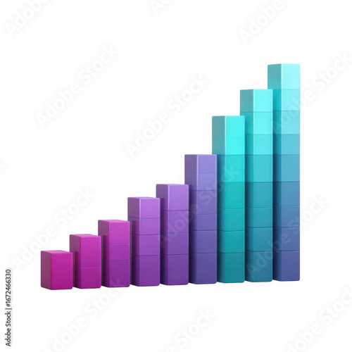 Free Download Rising bar graph showing upward trend with gradient colors isolated on transparent background - GFXLoad