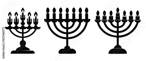 Vintage Menorah Candelabra Hanukkah Candle Vector Illustration