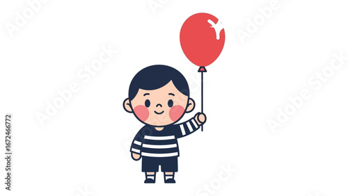 A Boy with a Red Balloon:  A cute boy holds a vibrant red balloon. The artwork evokes a sense of joy and carefree innocence.