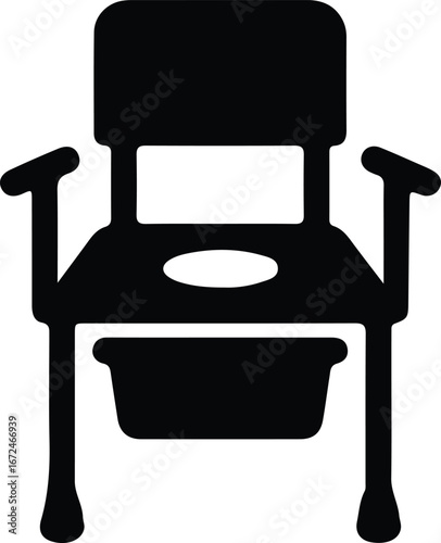 Illustrator Vector Medical commode chair icon equipment for elderly assistance silhouette